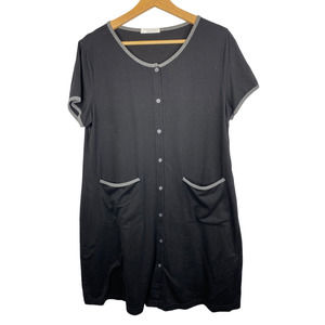 Ekouaer Women's Button Up Short Sleeve Nightgown Sleeper Robe Pockets Medium